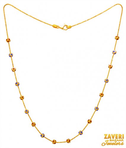 22 Karat Gold Meenakari Chain 