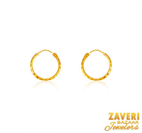 22K Gold Hoop Earrings - AjEr66628 - US$ 472 - 22 Karat Gold Hoop