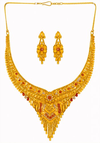  22k Gold Three Tone Necklace  Set 