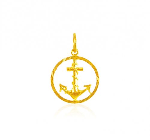 22 Karat Gold Anchor Pendant 