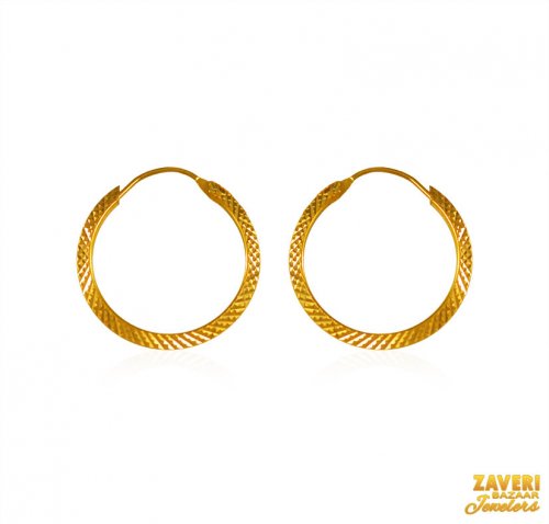 22K Gold Machine Cut Hoop 