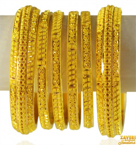 22KT Gold Bangles Set (6 PCs) 