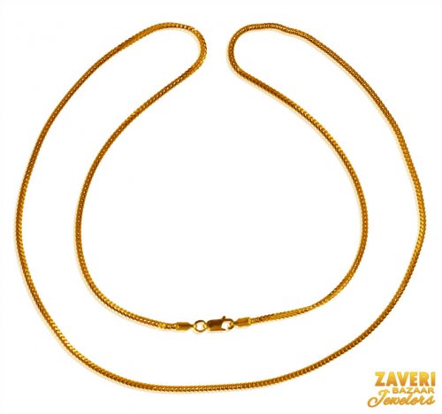 22Kt Skinny Foxtail Gold Chain  