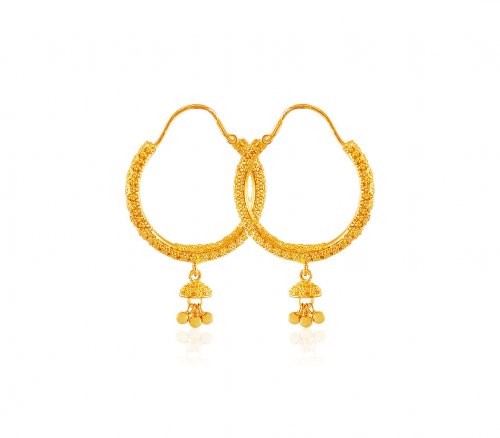 22k Gold Baali Earrings Ajer60460 Traditional Style 22k Gold Baali Earrings