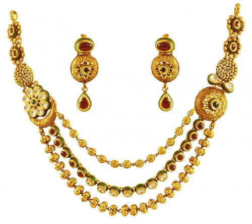 Antique Layered Gold Necklace Set 