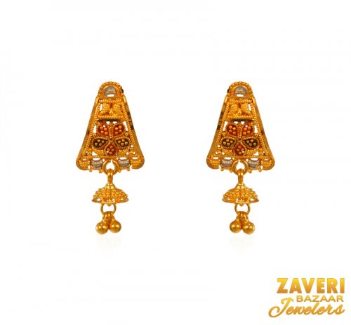 22Kt Gold Three Tone Fancy Earrings 