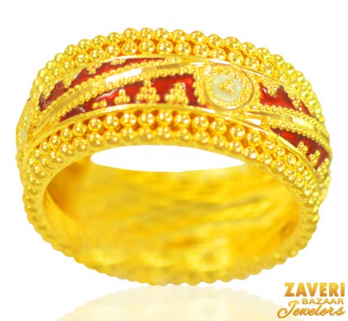 22Kt Gold Meenakari Ring 