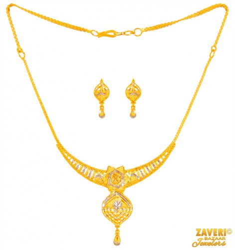 22 Karat Gold two tone Necklace Set 