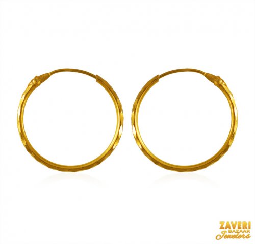 22K Gold Machine Cut Hoop 