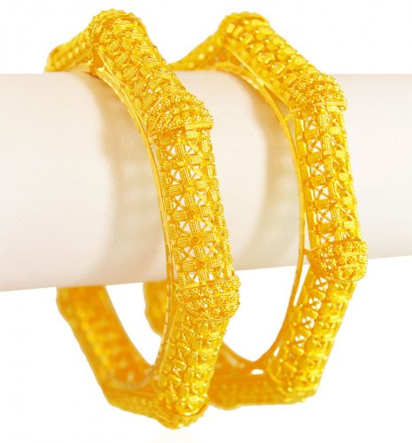 22k Fancy Filigree Gold Kada (2Pc ) 