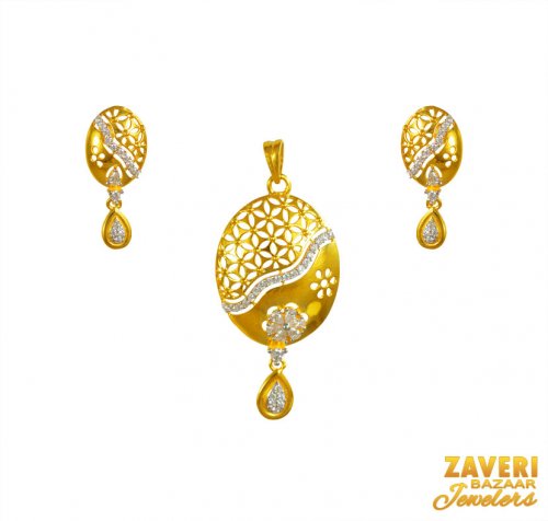 22K Gold  Long Pendant Set 