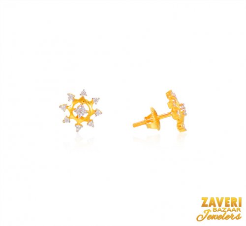 22K Gold Cubic Zircon Earrings 