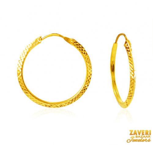 22Kt Gold Fancy Hoop Earrings 