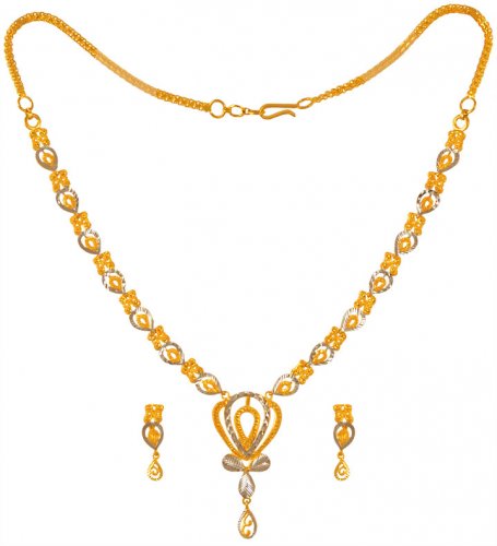 22Kt Gold Two tone Necklace Set 