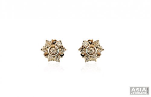 18K White Gold CZ Earrings 