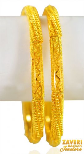 22K Fancy Filigree Bangles (pair) 