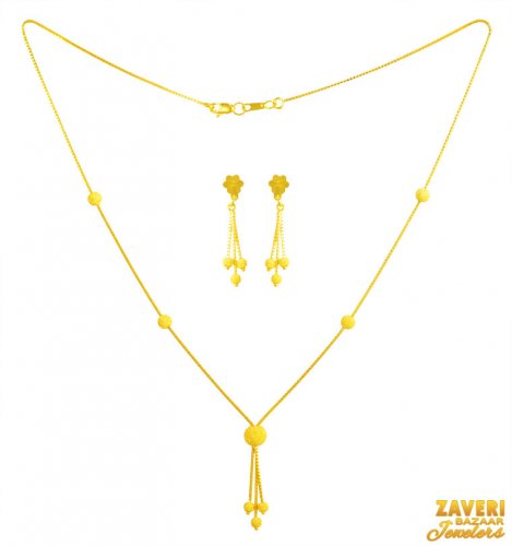 22KT Gold balls necklace and earring set  