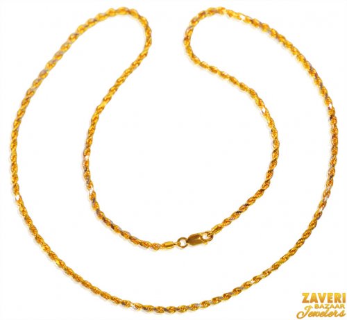 22KT Gold Two Tone  Rope Chain 