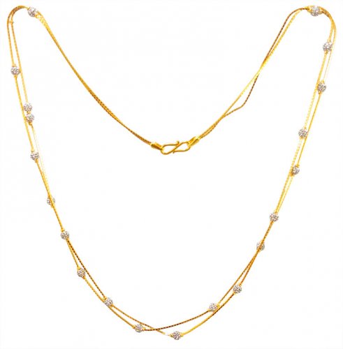 22kt Gold Two Tone Chain Necklace for Girls 