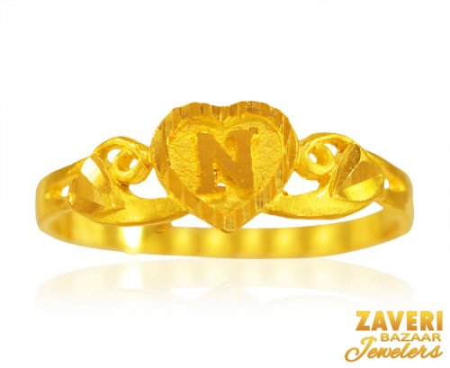22Kt Gold N Initial Ring 