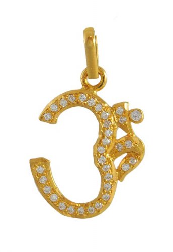 22K Om Pendant with CZ 