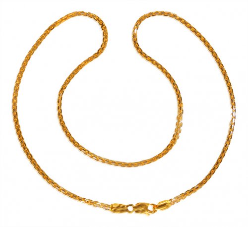 22kt Gold Two Tone Box Chain for Ladies 