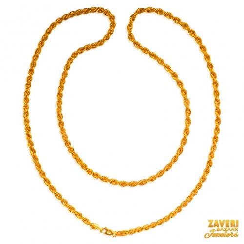 22 Kt Gold Rope Chain 20 In 