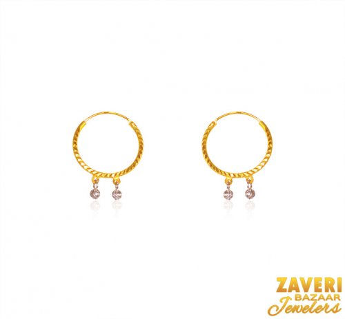 22Karat Gold Two Tone Hoops  