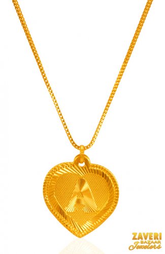 22K Gold Initial Pendant (Letter A) 
