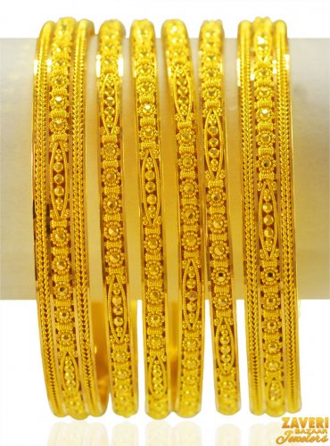22K Gold Bangles Set of 6 