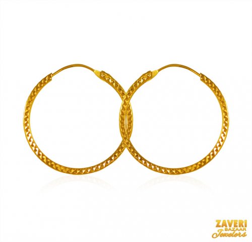 22K Gold Big Hoop Earrings  