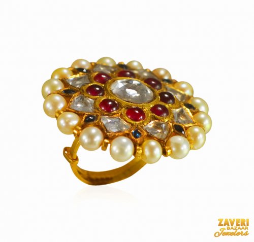 22Kt Gold Kundan Ring 