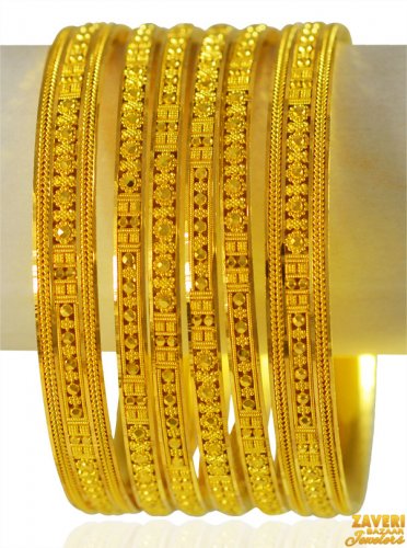 22K Gold Bangles Set of 6 