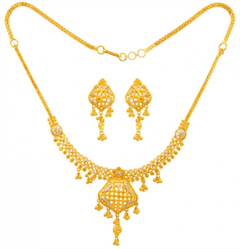 22K Gold Two Tone Necklace Set 