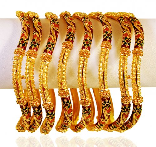 22 Karat Gold Bangles Set (6 PCs) 