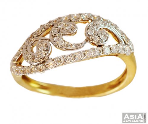 18k Fancy Swirls Diamond Ring 