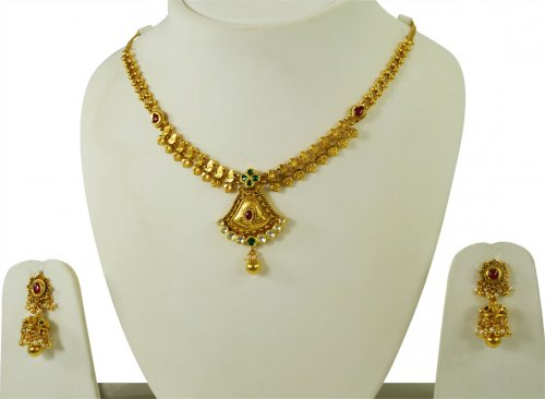 Beautiful Gold Antique Necklace Set 