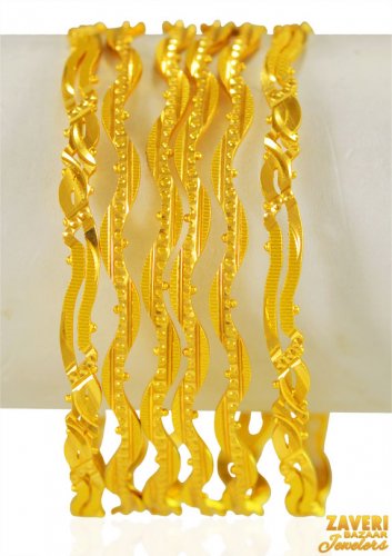 22Kt Gold Wavy Bangles (6PC) 