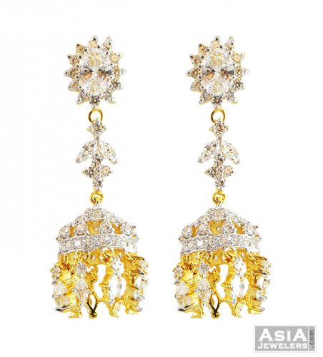 Signity Studded Jhumka Earrings 22k 