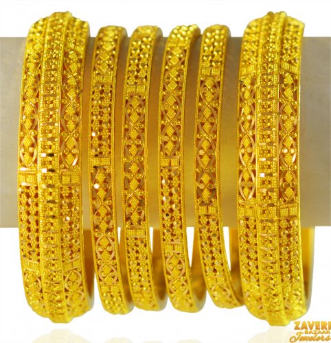 22KT Gold Bangles Set (6 PCs) 