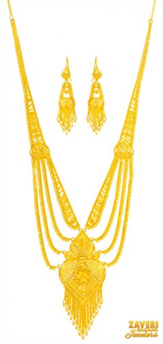 22 Karat Gold Long Necklace Set 