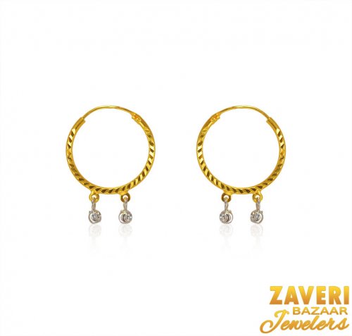 22Karat Gold Two Tone Hoops  