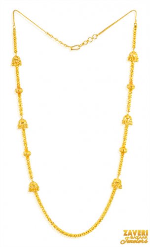 22K Long Chain With Fancy Balls - AjCh67538 - US$ 3,209 - 22K Long Chain  With Fancy Balls. Entire chain is designed small gold beads in strand of  four joined