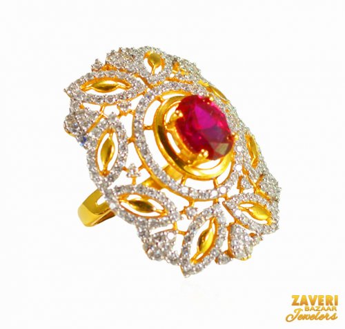 22Kt Gold Ruby Colored Stone Ring 