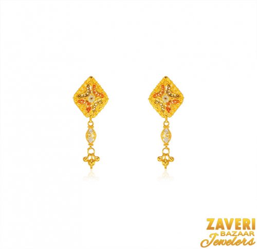 22Kt Gold Three Tone Fancy Earrings 