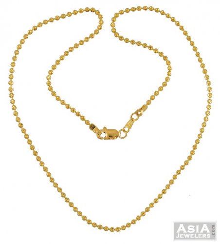 22K Gold Ball Chain - AsCh53004 - 22K 