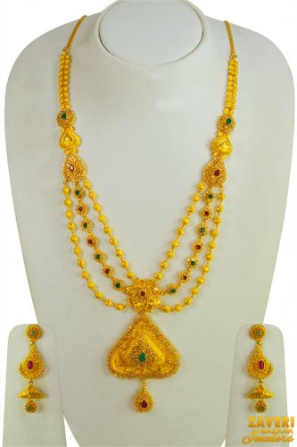 22Kt Gold Necklace Set with Stones 