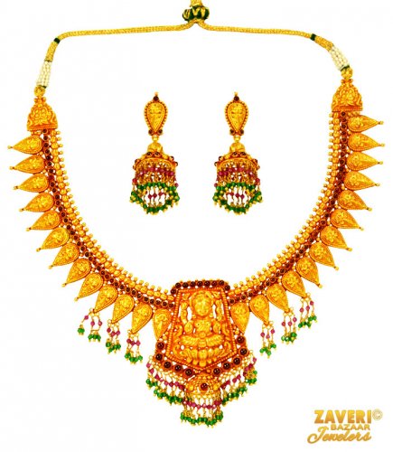 22 Kt Gold Temple Necklace Set 