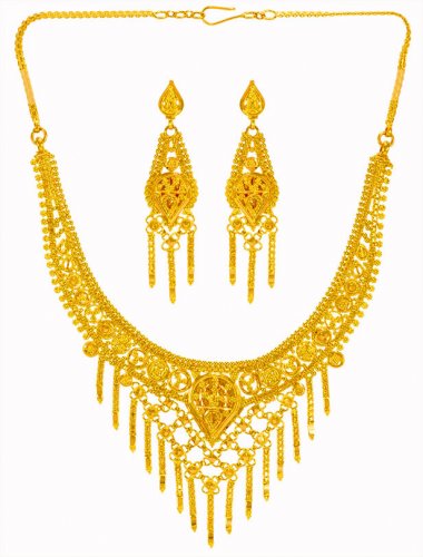 22 Karat Gold Necklace Earring Set 