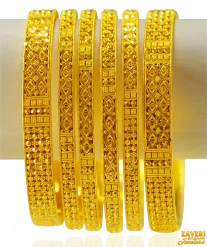 22kt Gold Indian Bangles Set (6pc) 